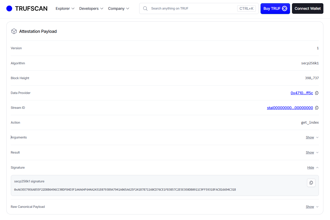TRUF.NETWORK Attestation on Trufscan